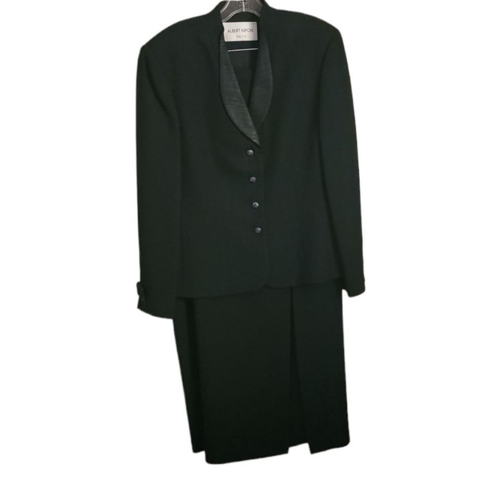 Vintage Albert Nipon Black Ladies Long Skirt Suit